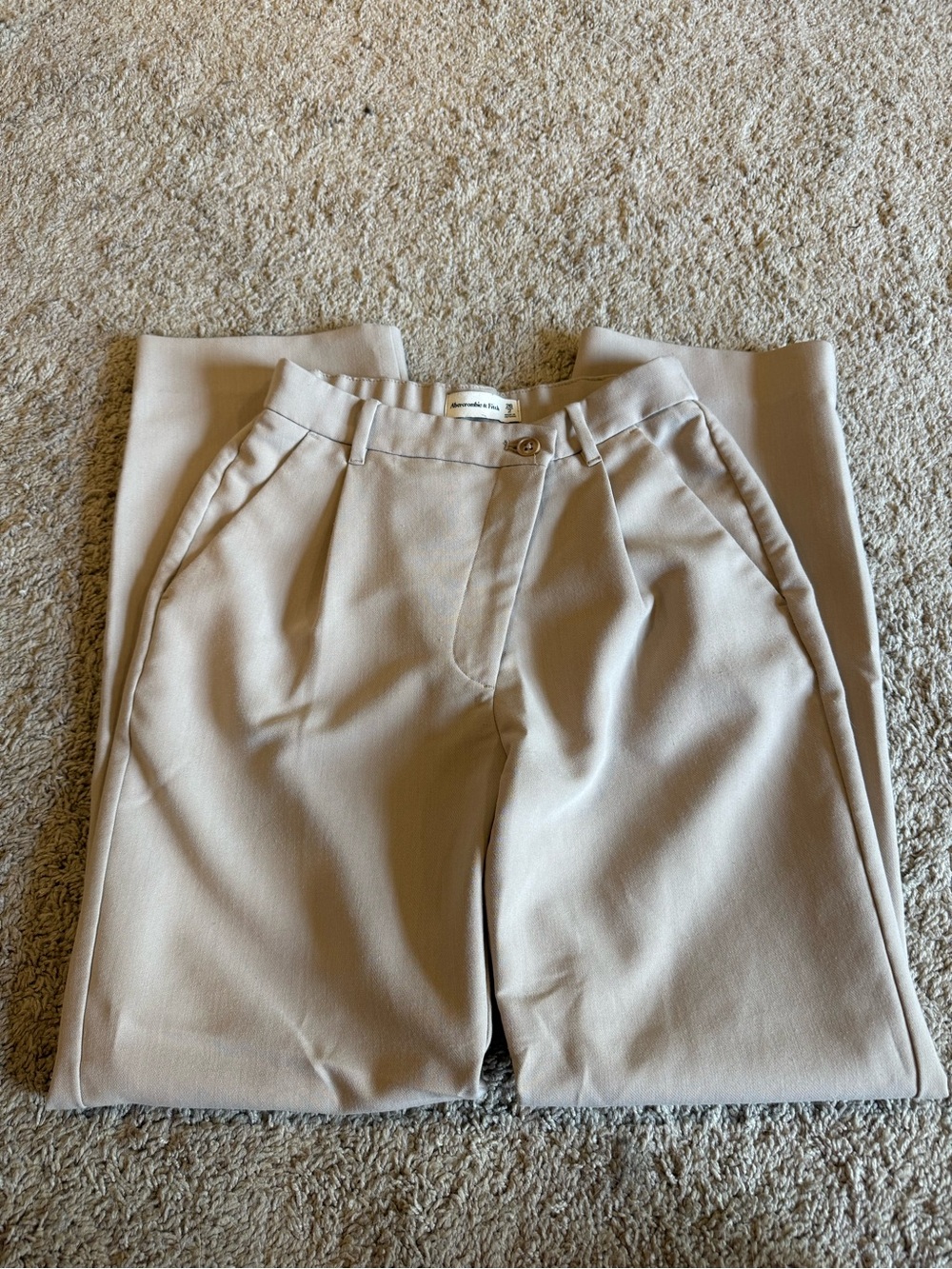 Abercrombie & Fitch Beige Wide-Leg Trousers